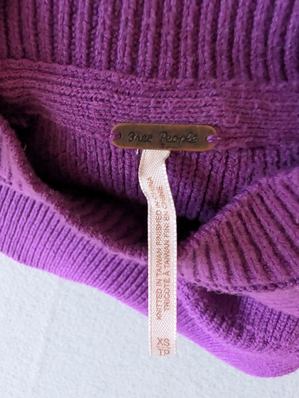 Free People Easy Street Tunic Ribbed Mock Neck Sweater Purple Knit Size XS - Picture 7 of 10